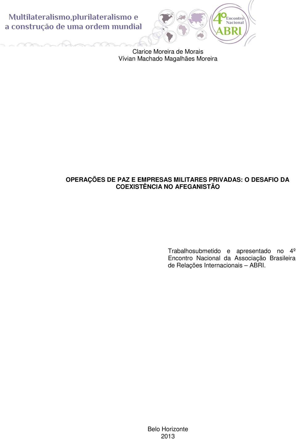 AFEGANISTÃO Trabalhosubmetido e apresentado no 4º Encontro Nacional da