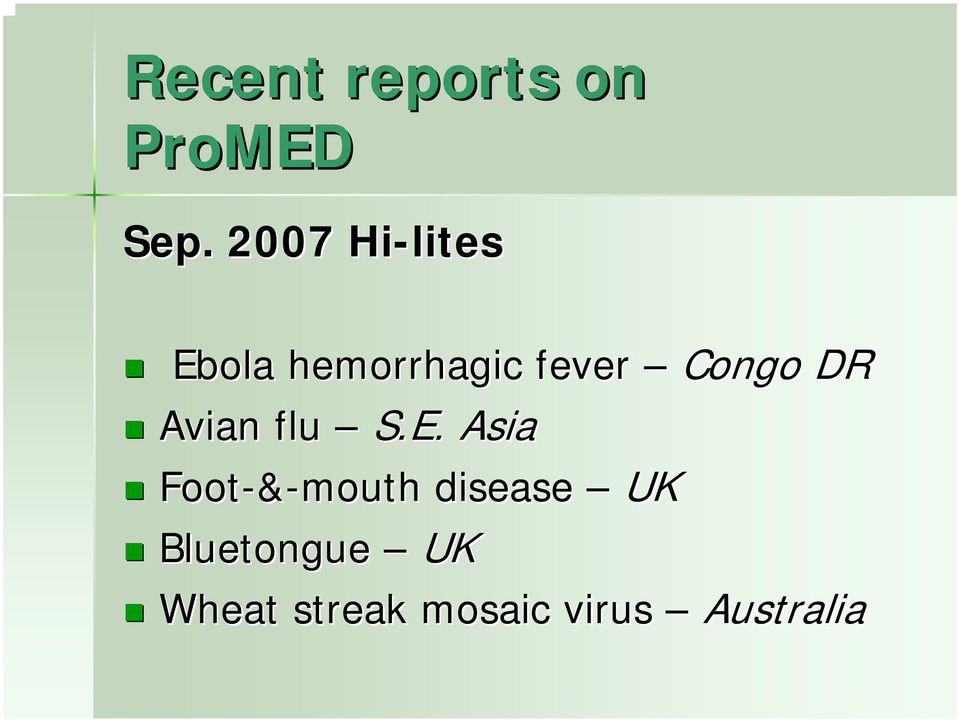 Congo DR Avian flu S.E.