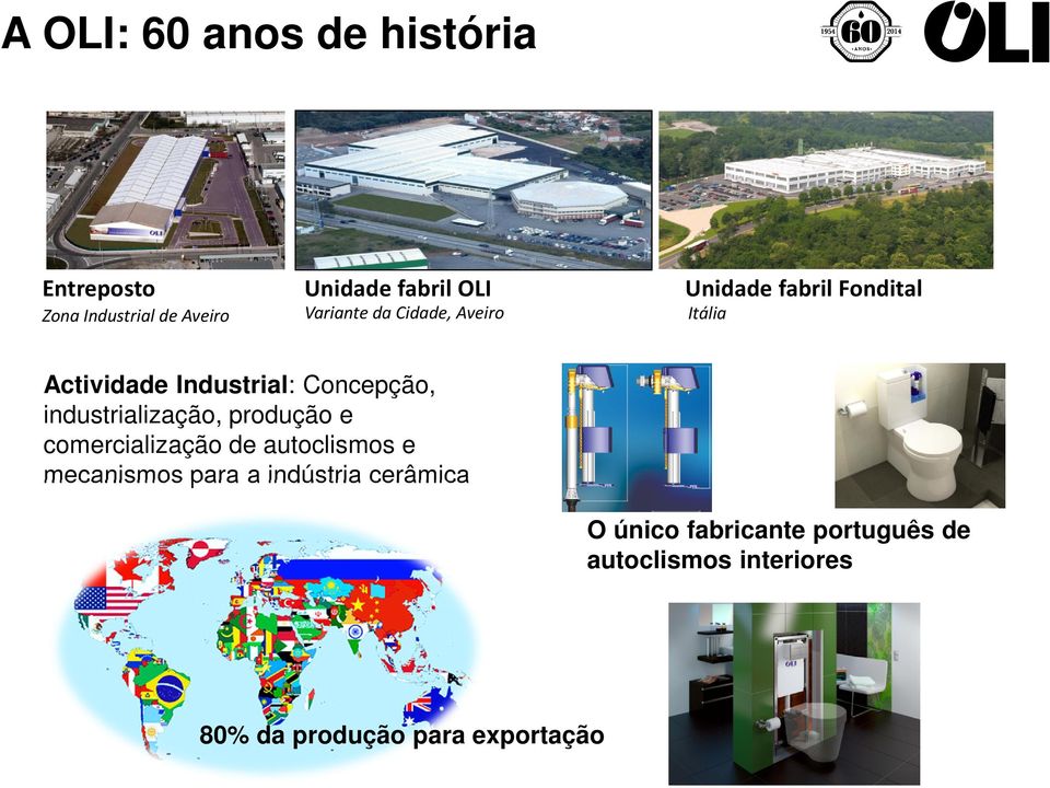 Concepção, industrialização, produção e comercialização de autoclismos e mecanismos para