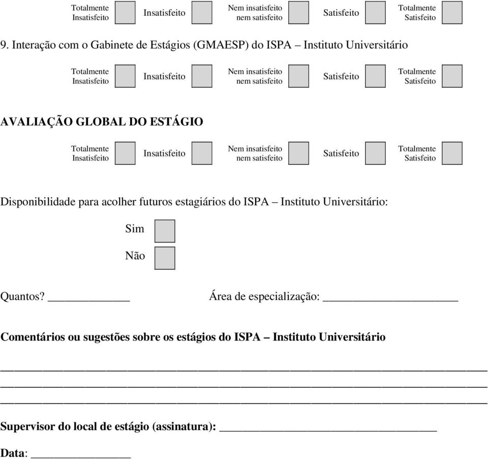 Instituto Universitário: Sim Não Quantos?