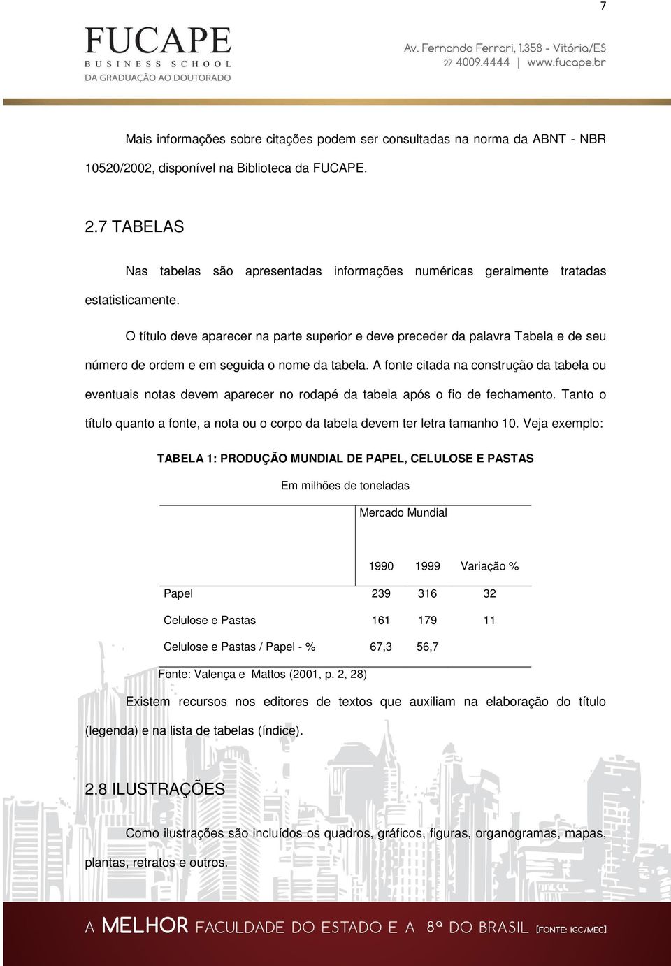 O título deve aparecer na parte superior e deve preceder da palavra Tabela e de seu número de ordem e em seguida o nome da tabela.