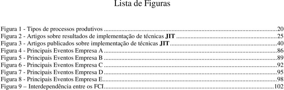 ..25 Figura 3 - Artigos publicados sobre implementação de técnicas JIT...40 Figura 4 - Principais Eventos Empresa A.