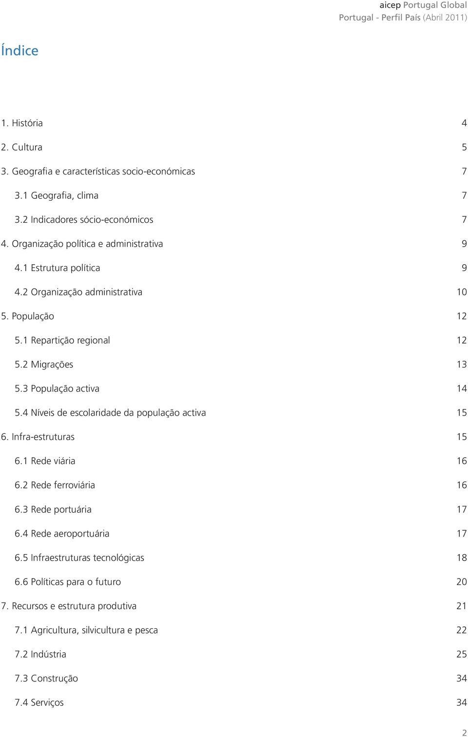 3 População activa 14 5.4 Níveis de escolaridade da população activa 15 6. Infra-estruturas 15 6.1 Rede viária 16 6.2 Rede ferroviária 16 6.3 Rede portuária 17 6.