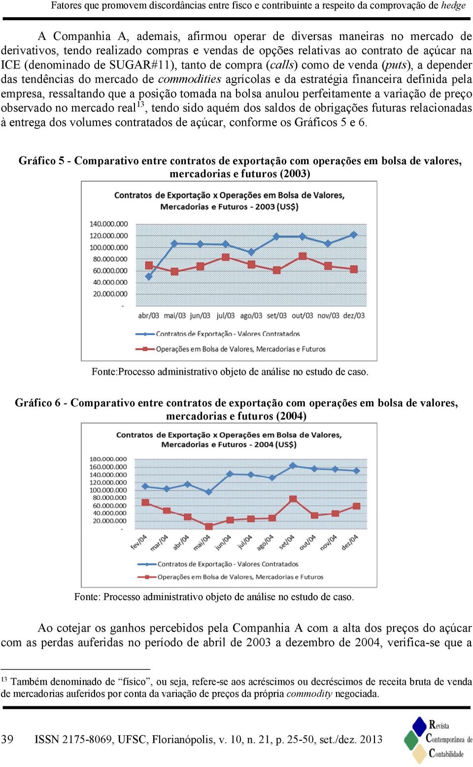 e da estratégia financeira definida pela empresa, ressaltando que a posição tomada na bolsa anulou perfeitamente a variação de preço observado no mercado real13, tendo sido aquém dos saldos de