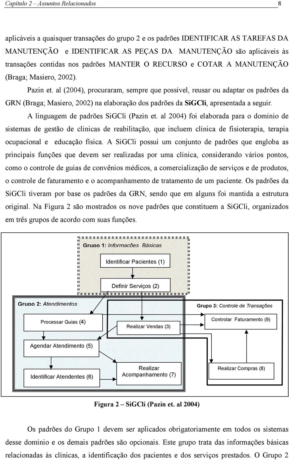 al (2004), procuraram, sempre que possível, reusar ou adaptar os padrões da GRN (Braga; Masiero, 2002) na elaboração dos padrões da SiGCli, apresentada a seguir.