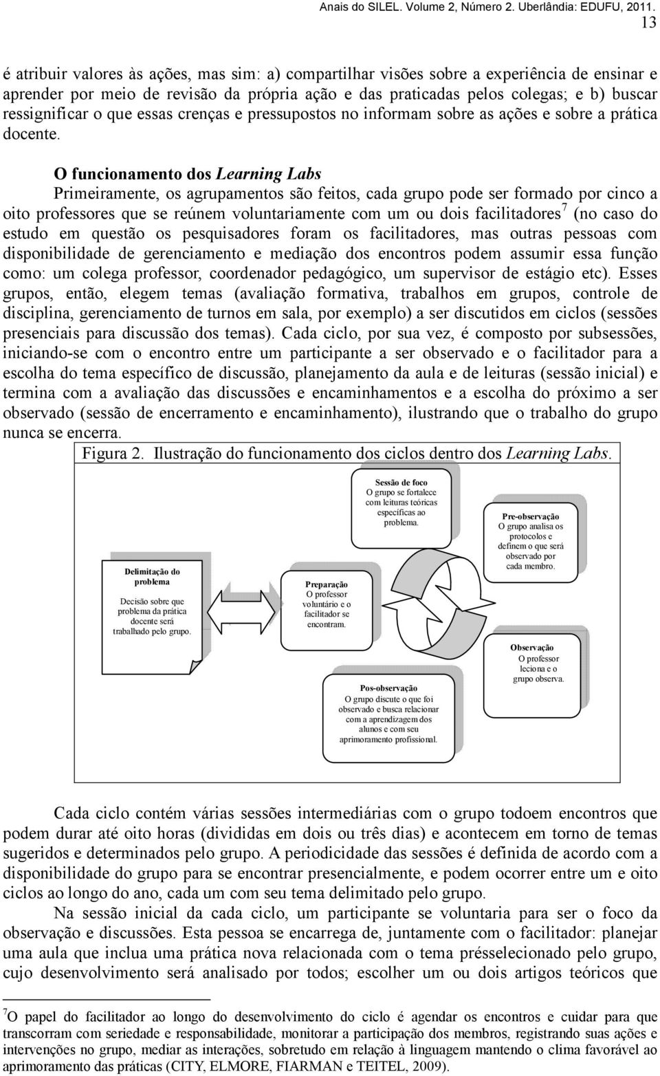 O funcionamento dos Learning Labs Primeiramente, os agrupamentos são feitos, cada grupo pode ser formado por cinco a oito professores que se reúnem voluntariamente com um ou dois facilitadores 7 (no