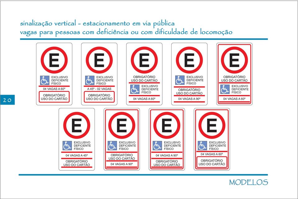 USO DO CARTÃO 04 VAGAS A 90º OBRIGATÓRIO USO DO CARTÃO EXCLUSIVO DEFICIENTE FÍSICO 04 VAGAS A 60º EXCLUSIVO DEFICIENTE FÍSICO EXCLUSIVO DEFICIENTE FÍSICO EXCLUSIVO DEFICIENTE FÍSICO