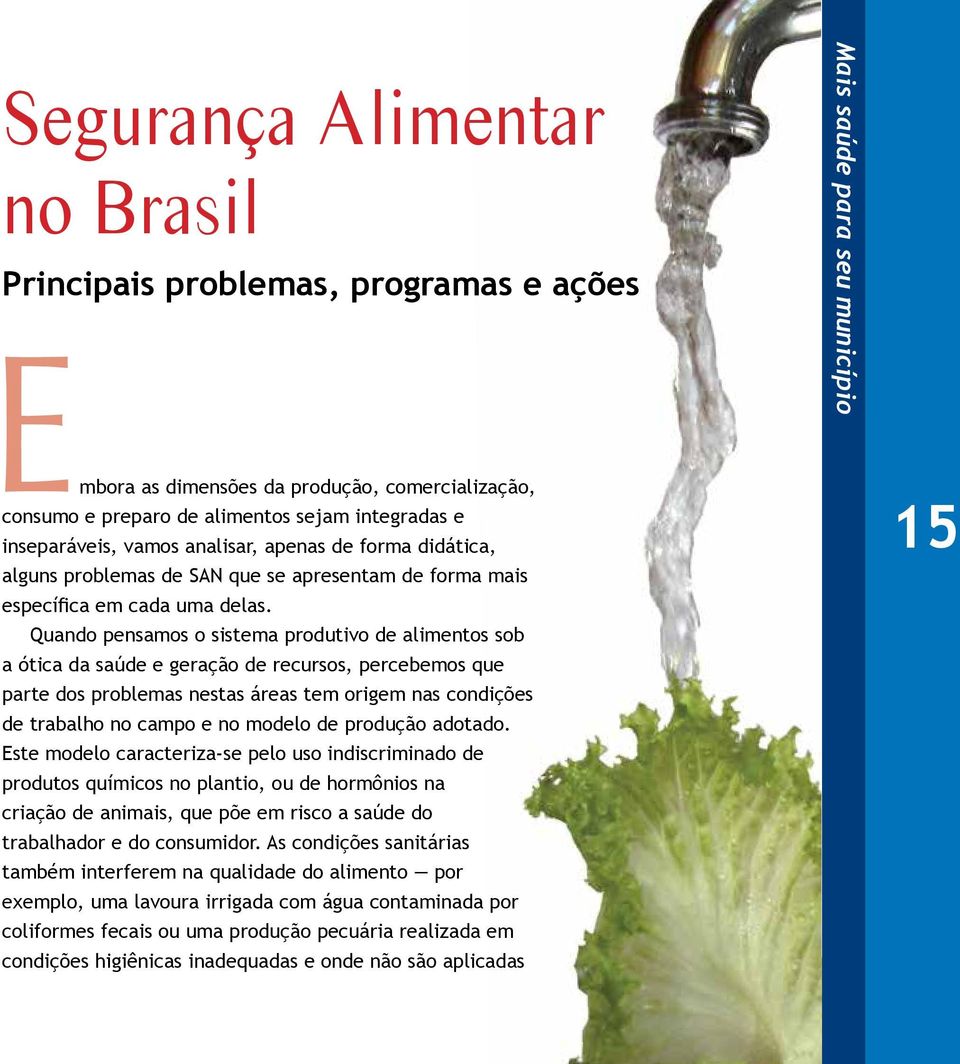 Quando pensamos o sistema produtivo de alimentos sob a ótica da saúde e geração de recursos, percebemos que parte dos problemas nestas áreas tem origem nas condições de trabalho no campo e no modelo