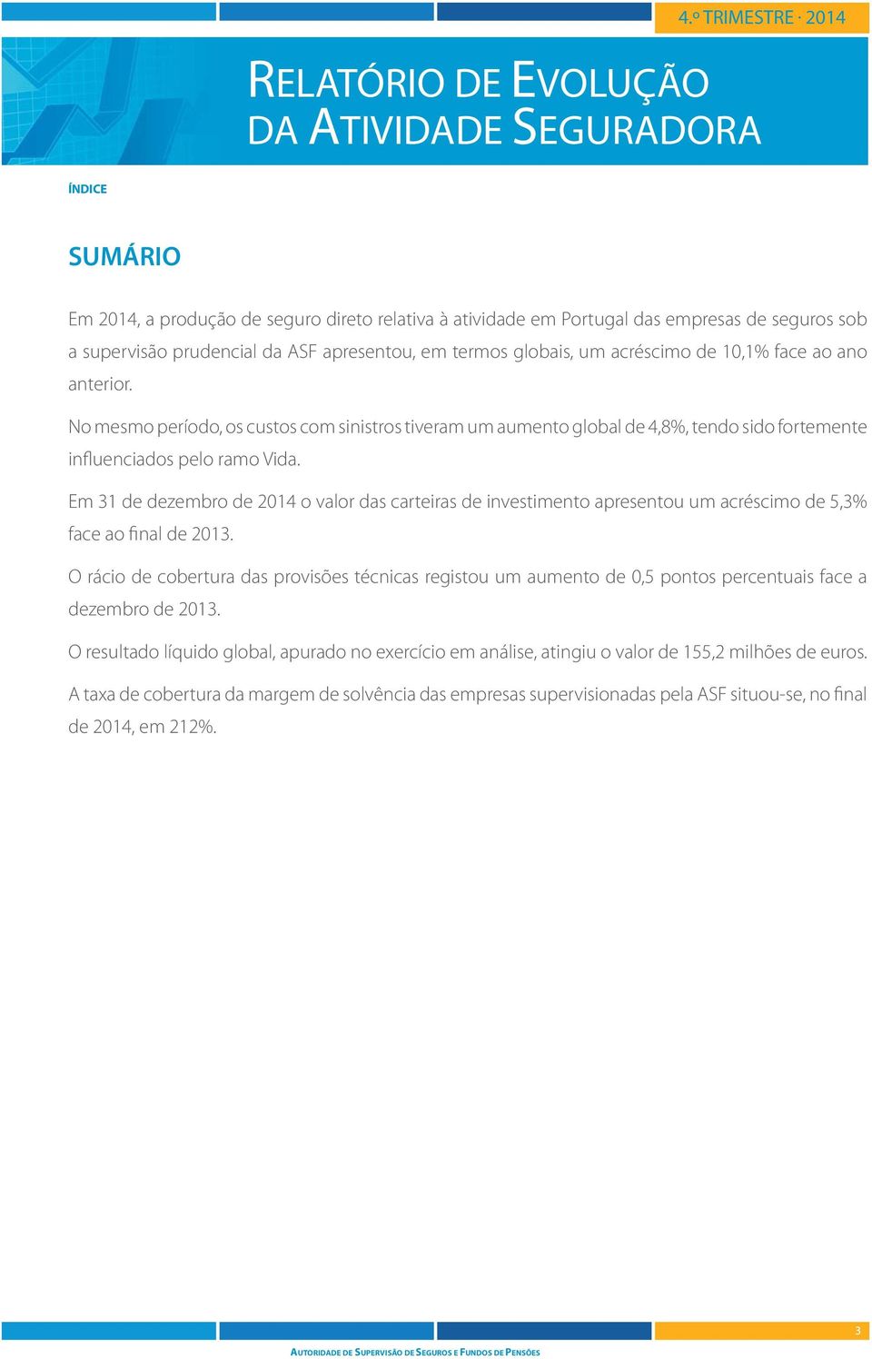 Em 31 de dezembro de 214 o valor das carteiras de investimento apresentou um acréscimo de 5,3% face ao final de 213.