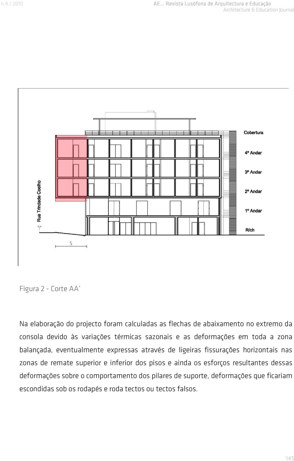 fissurações horizontais nas zonas de remate superior e inferior dos pisos e ainda os esforços resultantes dessas