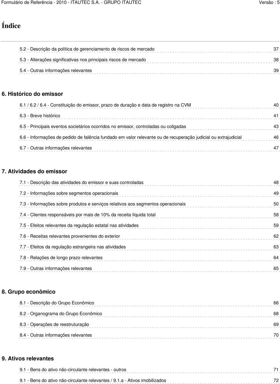 5 - Principais eventos societários ocorridos no emissor, controladas ou coligadas 43 6.