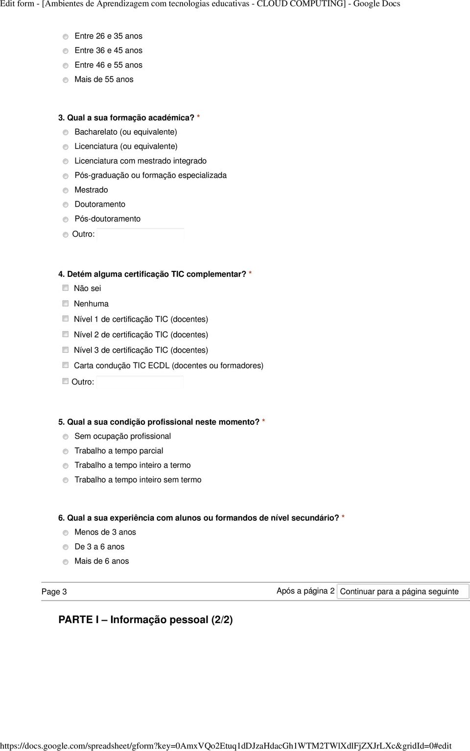 Detém alguma certificação TIC complementar?