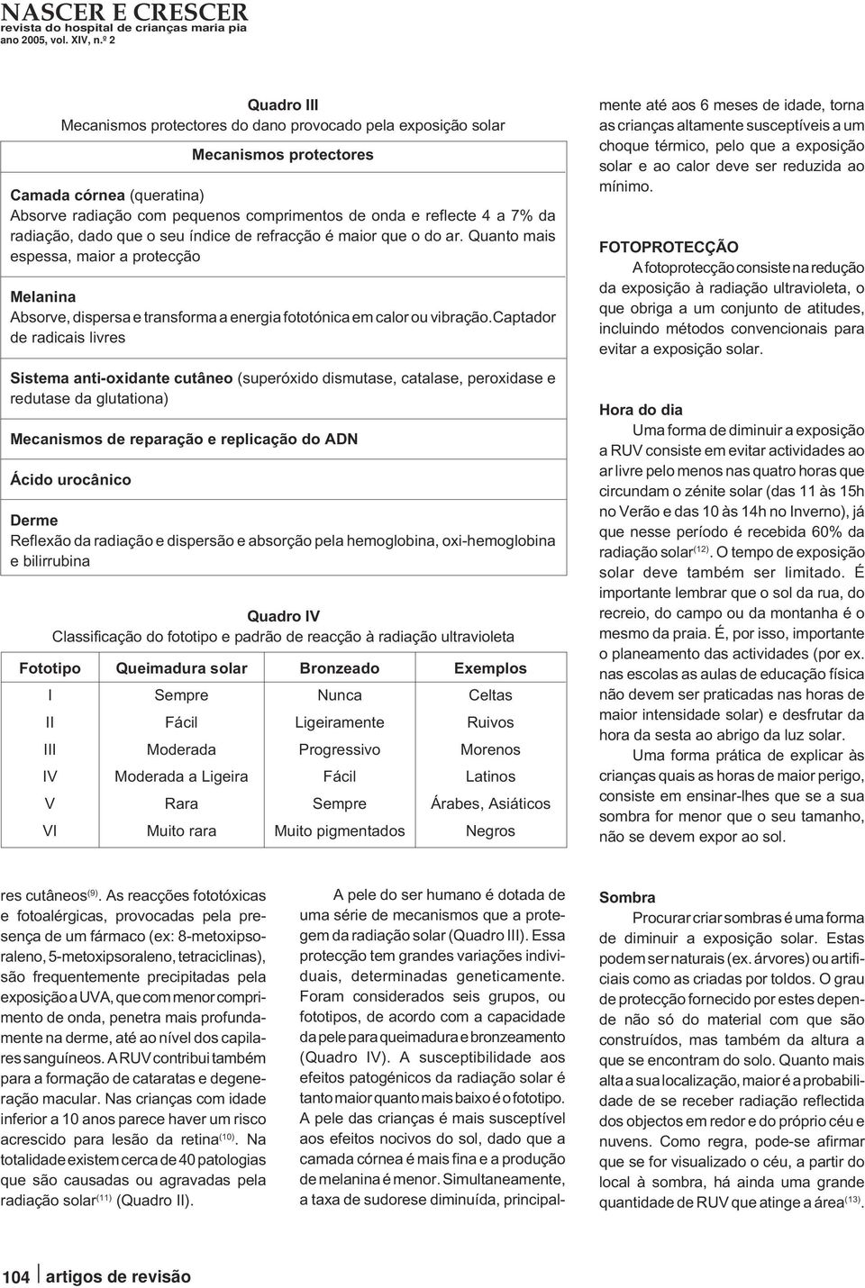 captador de radicais livres Sistema anti-oxidante cutâneo (superóxido dismutase, catalase, peroxidase e redutase da glutationa) Mecanismos de reparação e replicação do ADN Ácido urocânico Derme