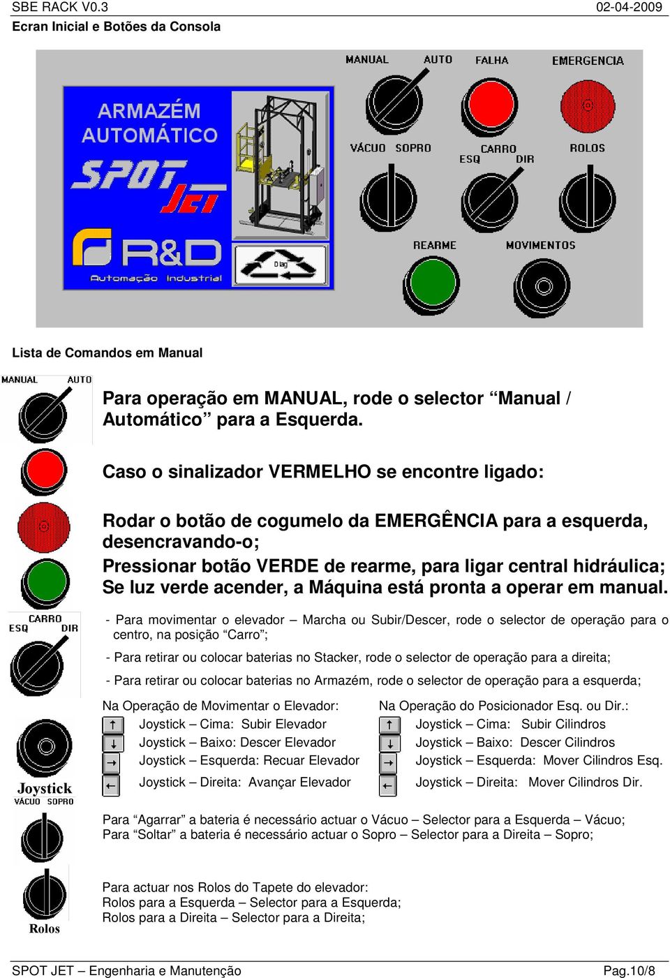 acender, a Máquina está pronta a operar em manual.