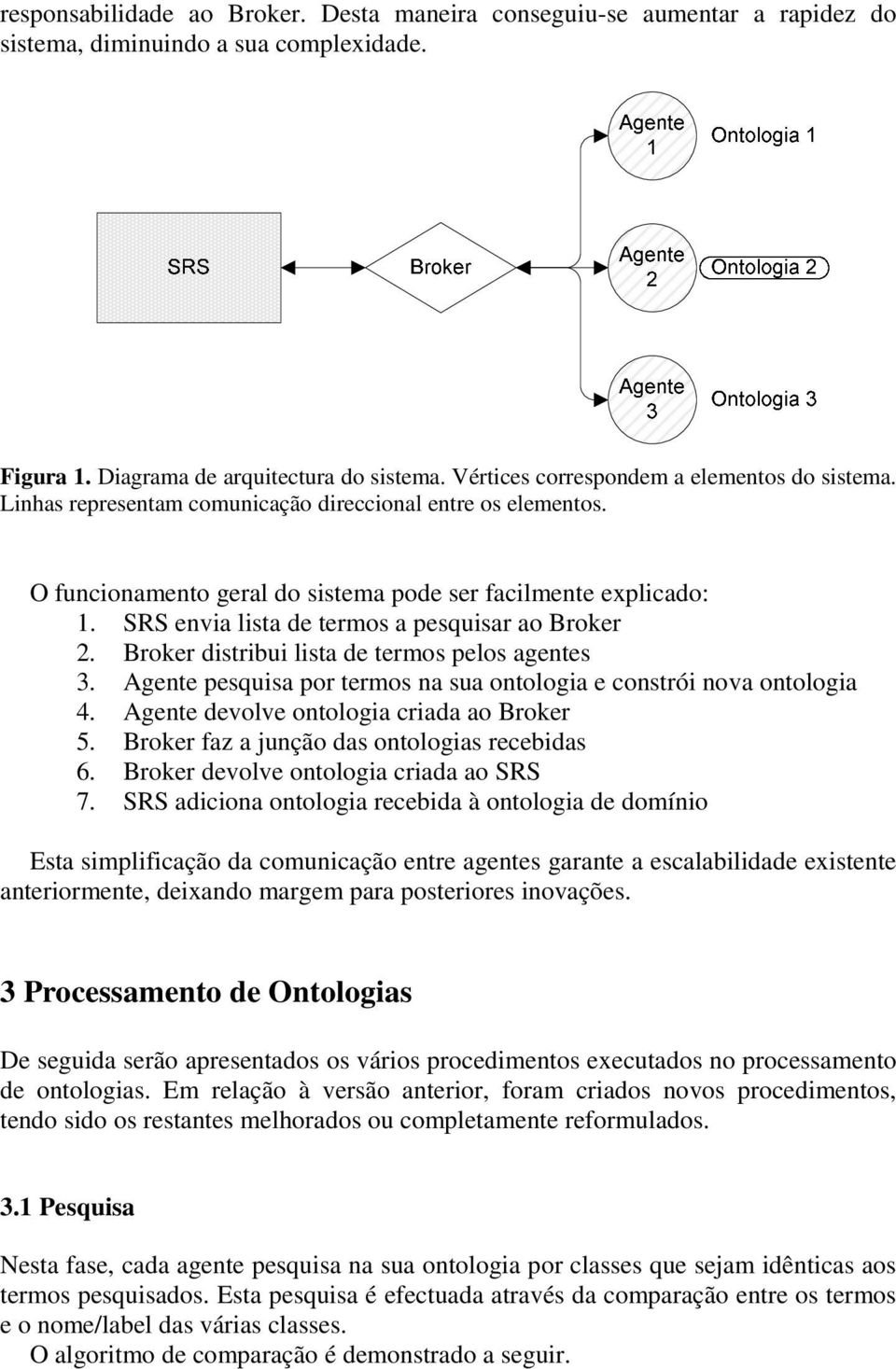 SRS envia lista de termos a pesquisar ao Broker 2. Broker distribui lista de termos pelos agentes 3. Agente pesquisa por termos na sua ontologia e constrói nova ontologia 4.