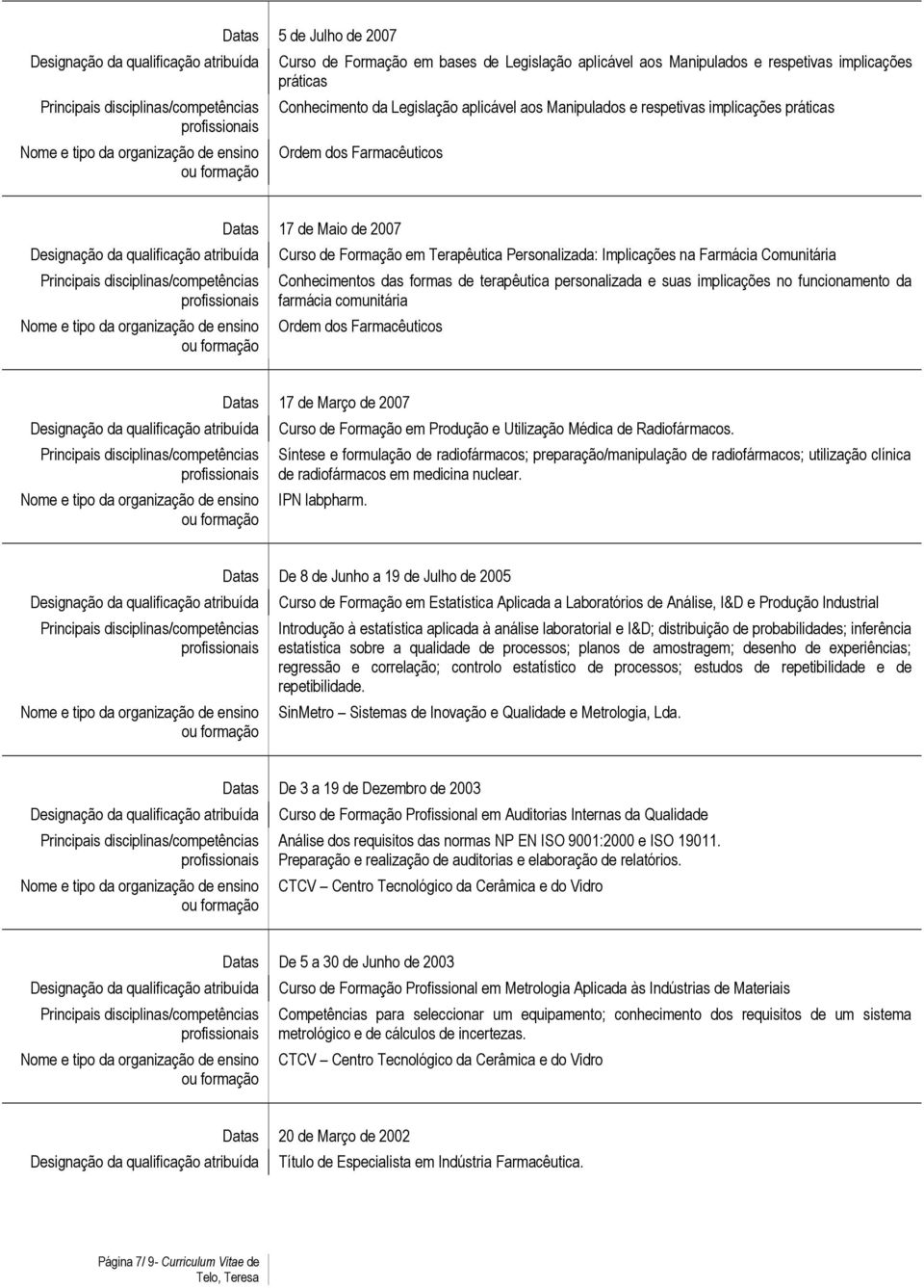 personalizada e suas implicações no funcionamento da farmácia comunitária Ordem dos Farmacêuticos Datas 17 de Março de 2007 Curso de Formação em Produção e Utilização Médica de Radiofármacos.