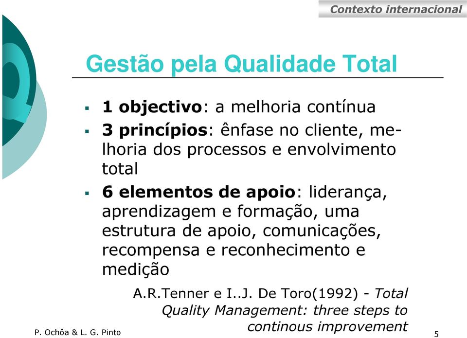 formação, uma estrutura de apoio, comunicações, recompensa e reconhecimento e medição A.R.Tenner e I..J.