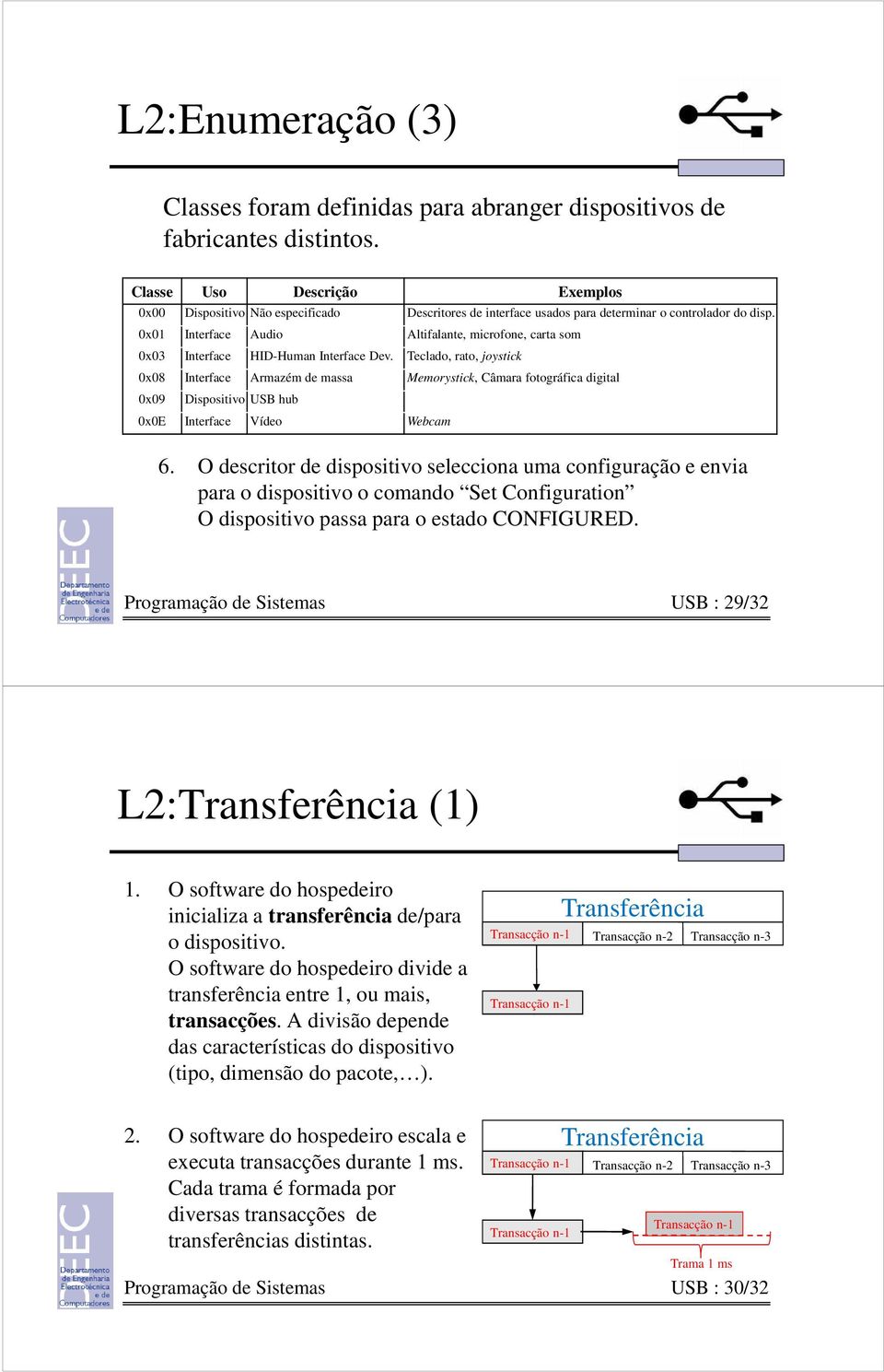 0x01 Interface Audio Altifalante, microfone, carta som 0x03 Interface HID-Human Interface Dev.