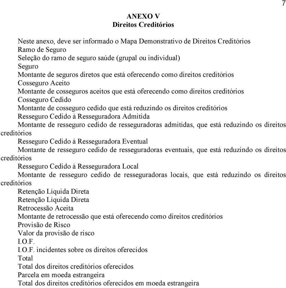 cedido que está reduzindo os direitos creditórios Resseguro Cedido à Resseguradora Admitida Montante de resseguro cedido de resseguradoras admitidas, que está reduzindo os direitos creditórios