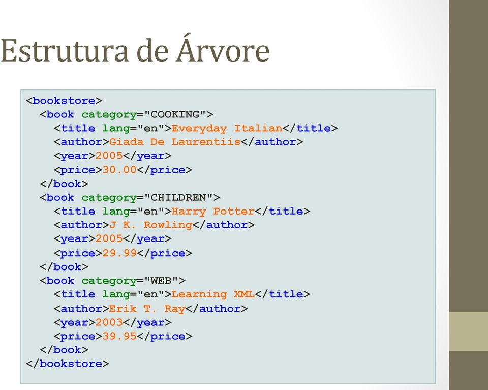 00</price> </book> <book category="children"> <title lang="en">harry Potter</title> <author>j K.