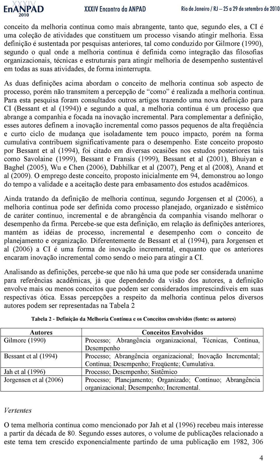 técnicas e estruturais para atingir melhoria de desempenho sustentável em todas as suas atividades, de forma ininterrupta.