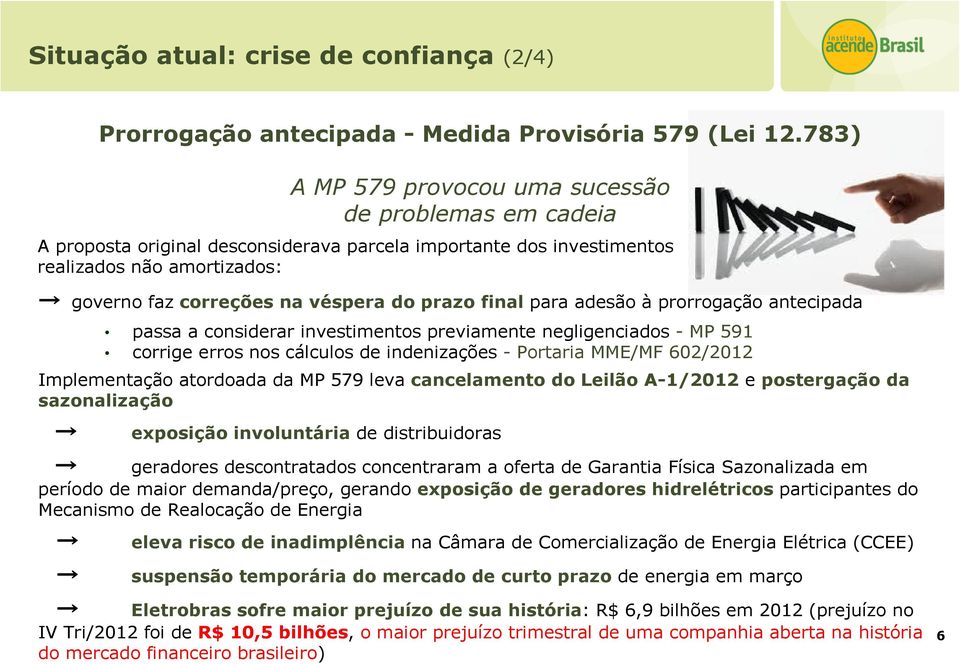 prazo final para adesão à prorrogação antecipada passa a considerar investimentos previamente negligenciados - MP 591 corrige erros nos cálculos de indenizações - Portaria MME/MF 602/2012