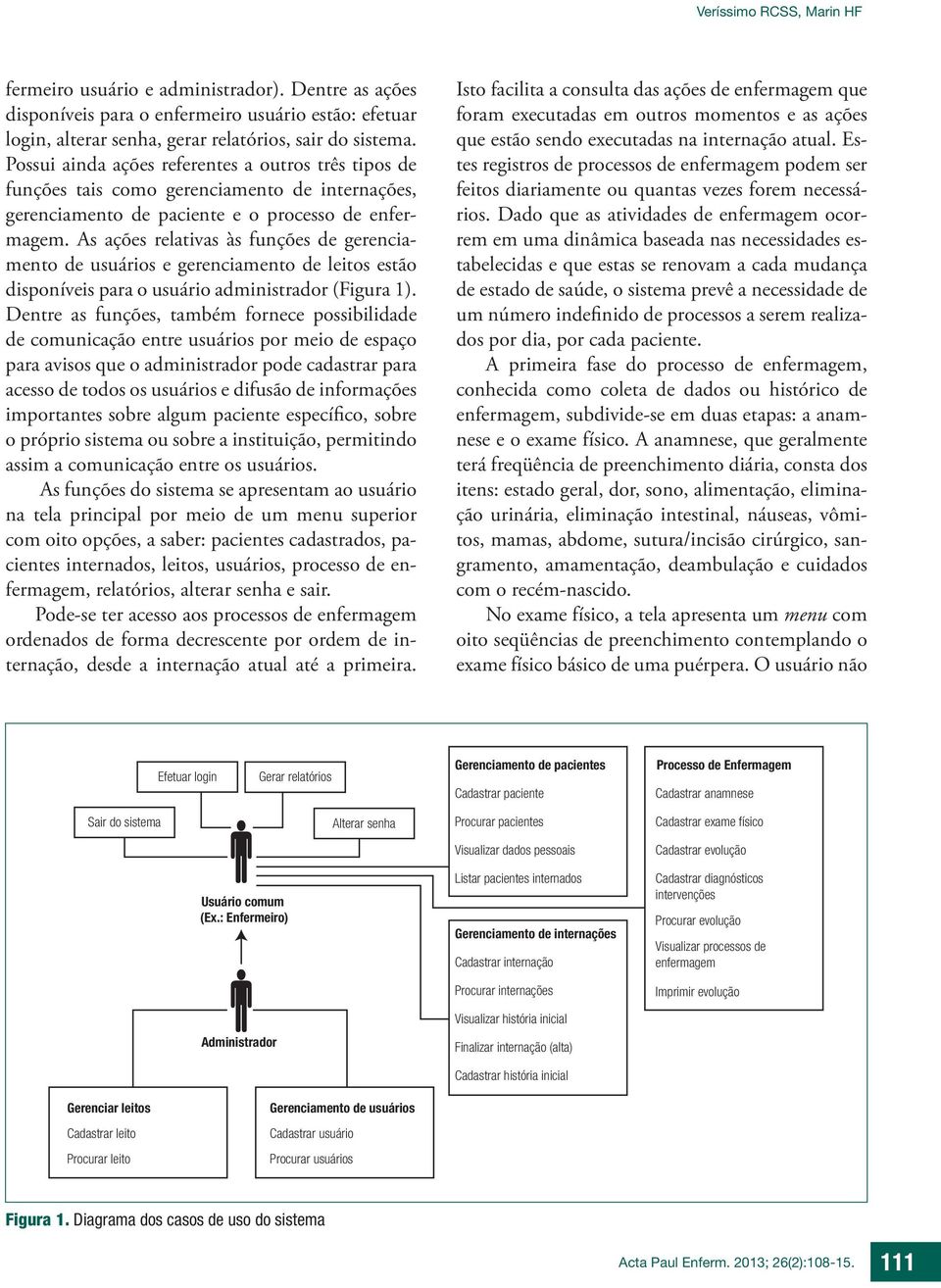 As ações relativas às funções de gerenciamento de usuários e gerenciamento de leitos estão disponíveis para o usuário administrador (Figura 1).