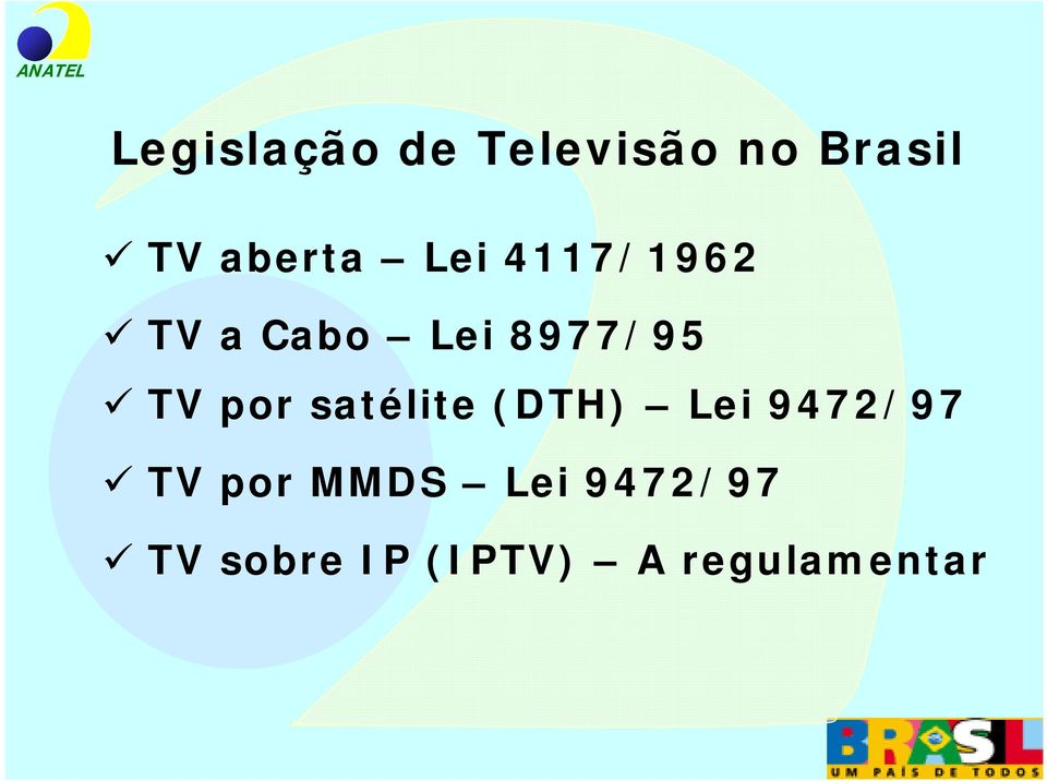 TV por satélite (DTH) Lei 9472/97 TV por