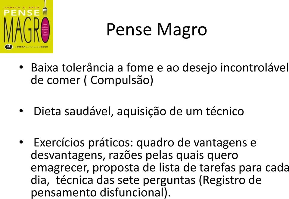 vantagens e desvantagens, razões pelas quais quero emagrecer, proposta de lista