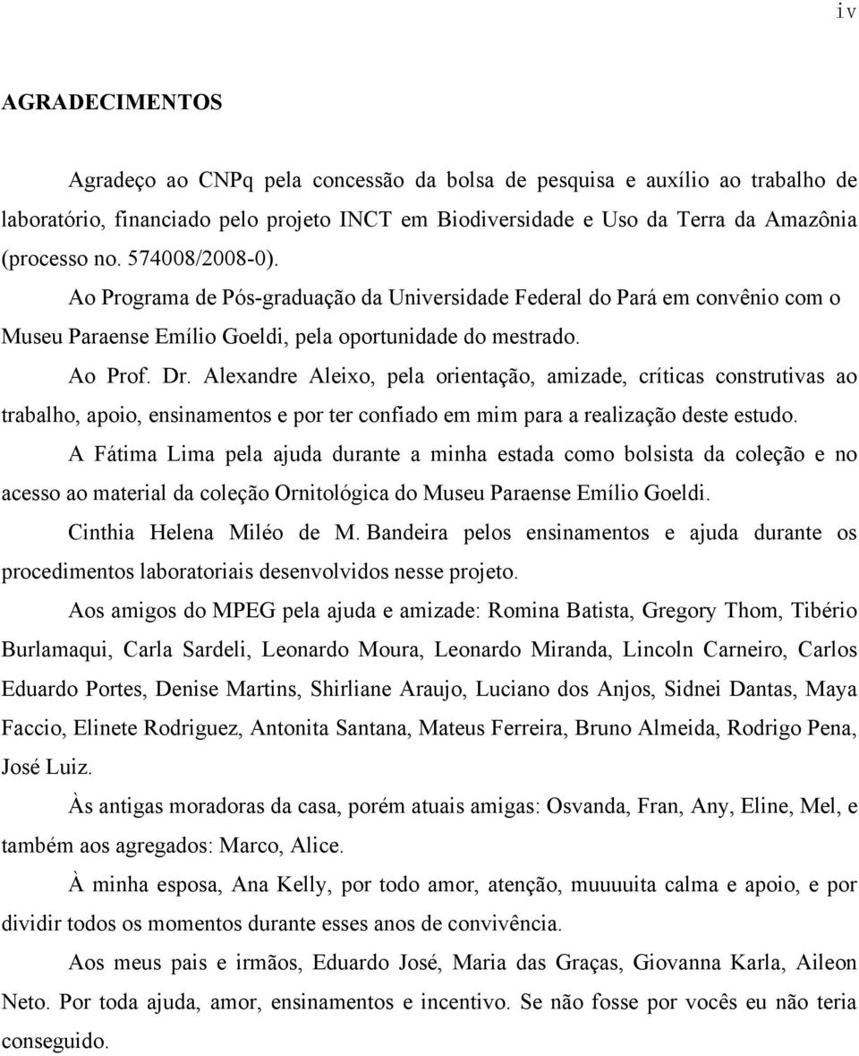 Alexandre Aleixo, pela orientação, amizade, críticas construtivas ao trabalho, apoio, ensinamentos e por ter confiado em mim para a realização deste estudo.