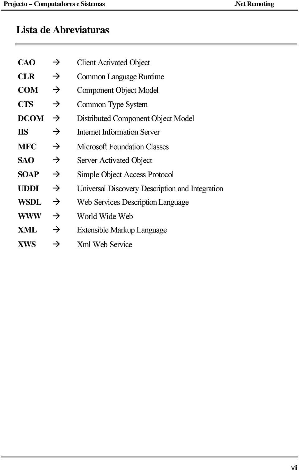 Classes SAO Server Activated Object SOAP Simple Object Access Protocol UDDI Universal Discovery Description and