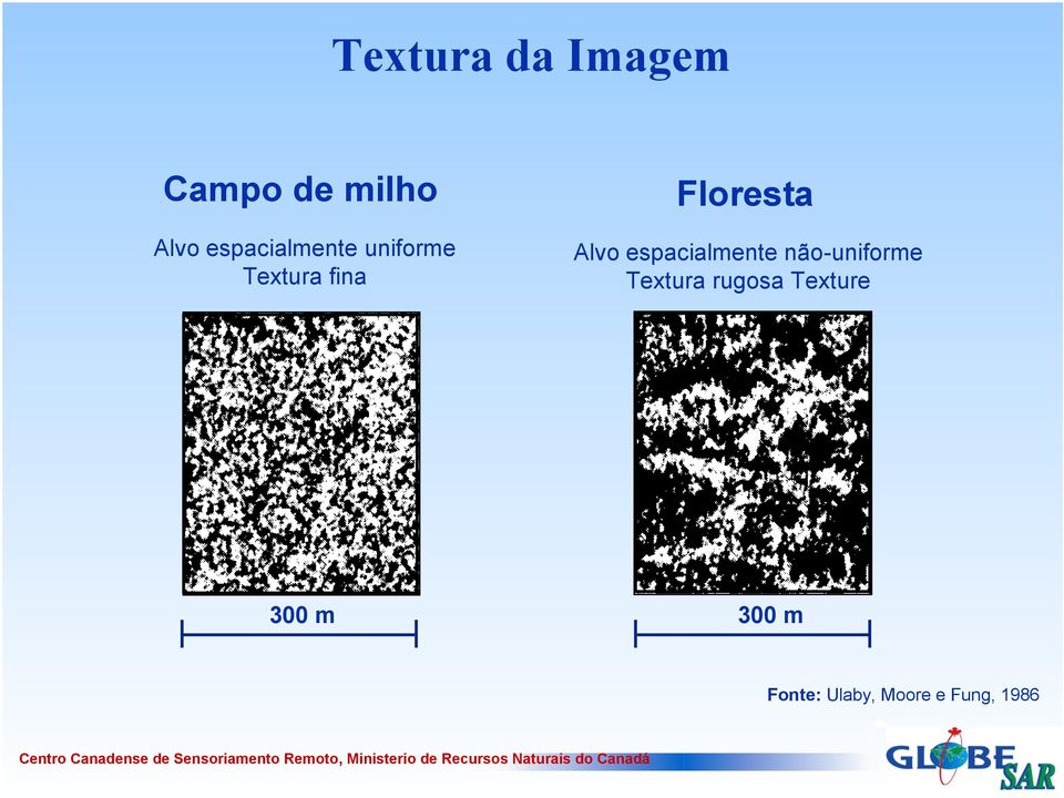 Alvo espacialmente não-uniforme Textura