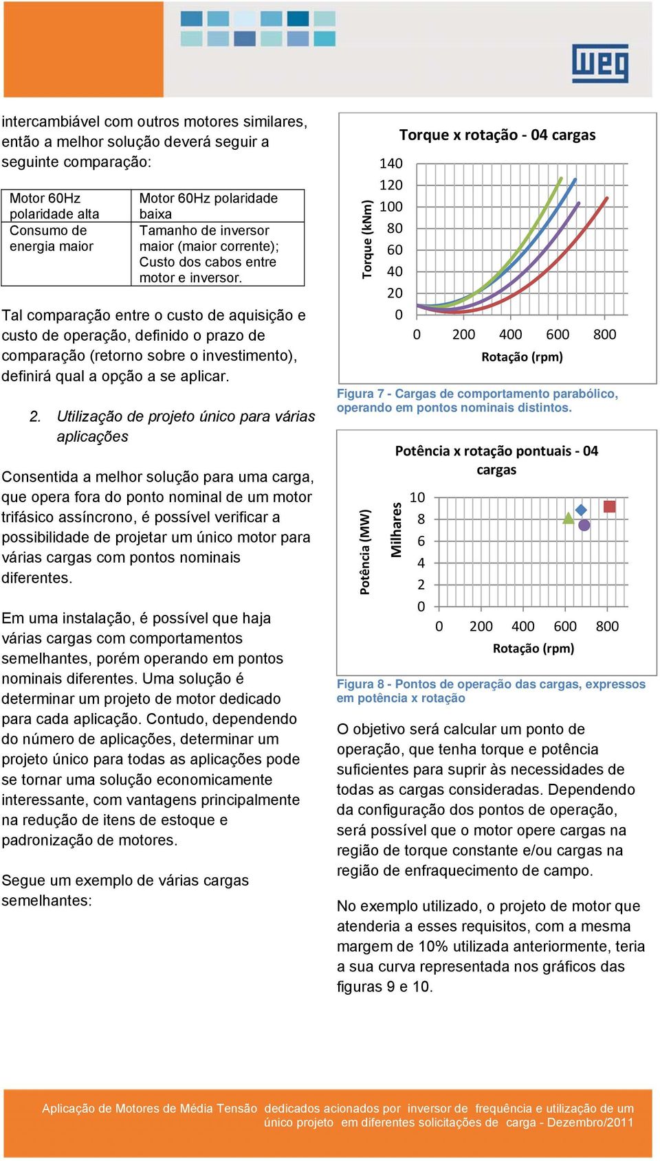 . Utlzação de projeto úco para váras aplcações Cosetda a melhor solução para uma carga, que opera fora do poto omal de um motor trfásco assícroo, é possível verfcar a possbldade de projetar um úco