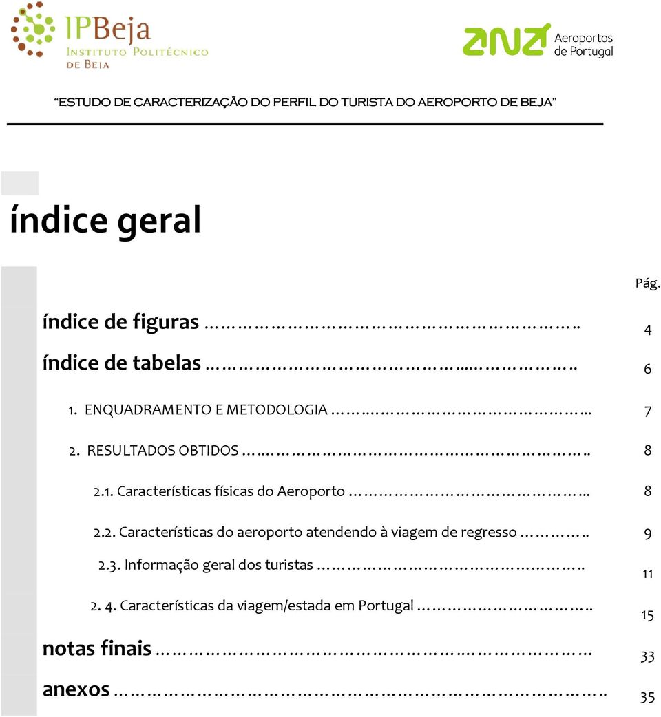 Características físicas do Aeroporto... 8 2.