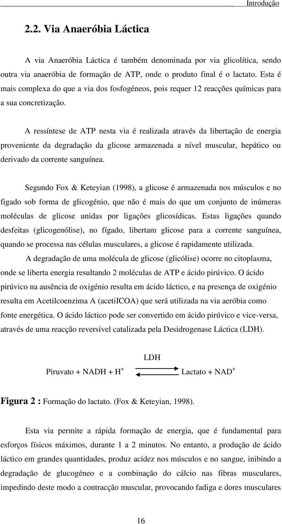 A ressíntese de ATP nesta via é realizada através da libertação de energia proveniente da degradação da glicose armazenada a nível muscular, hepático ou derivado da corrente sanguínea.