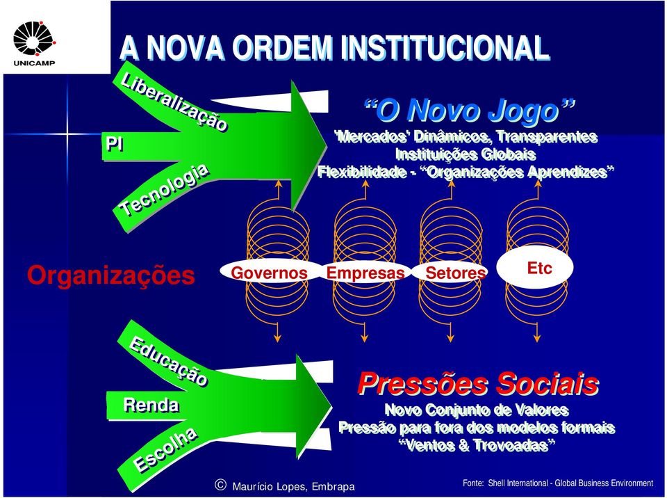 Educação Renda Escolha Escolha Maurício Lopes, Embrapa Pressões Sociais Novo Conjunto de Valores Pressão