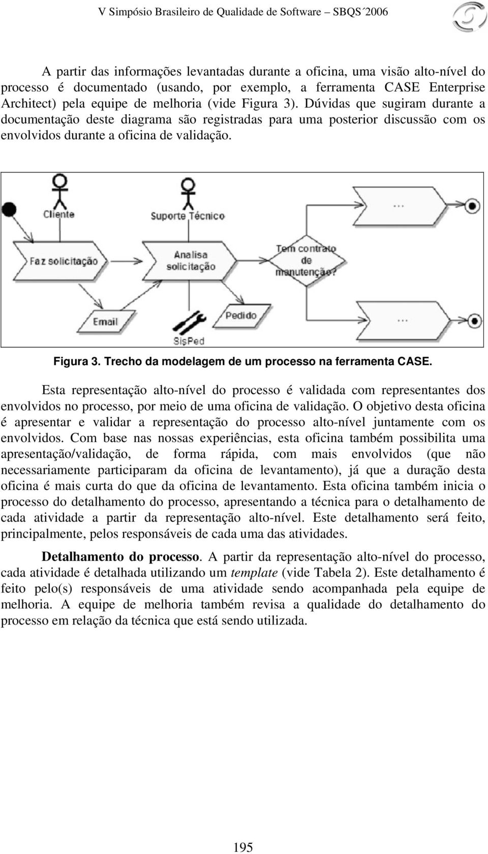 Trecho da modelagem de um processo na ferramenta CASE. Esta representação alto-nível do processo é validada com representantes dos envolvidos no processo, por meio de uma oficina de validação.