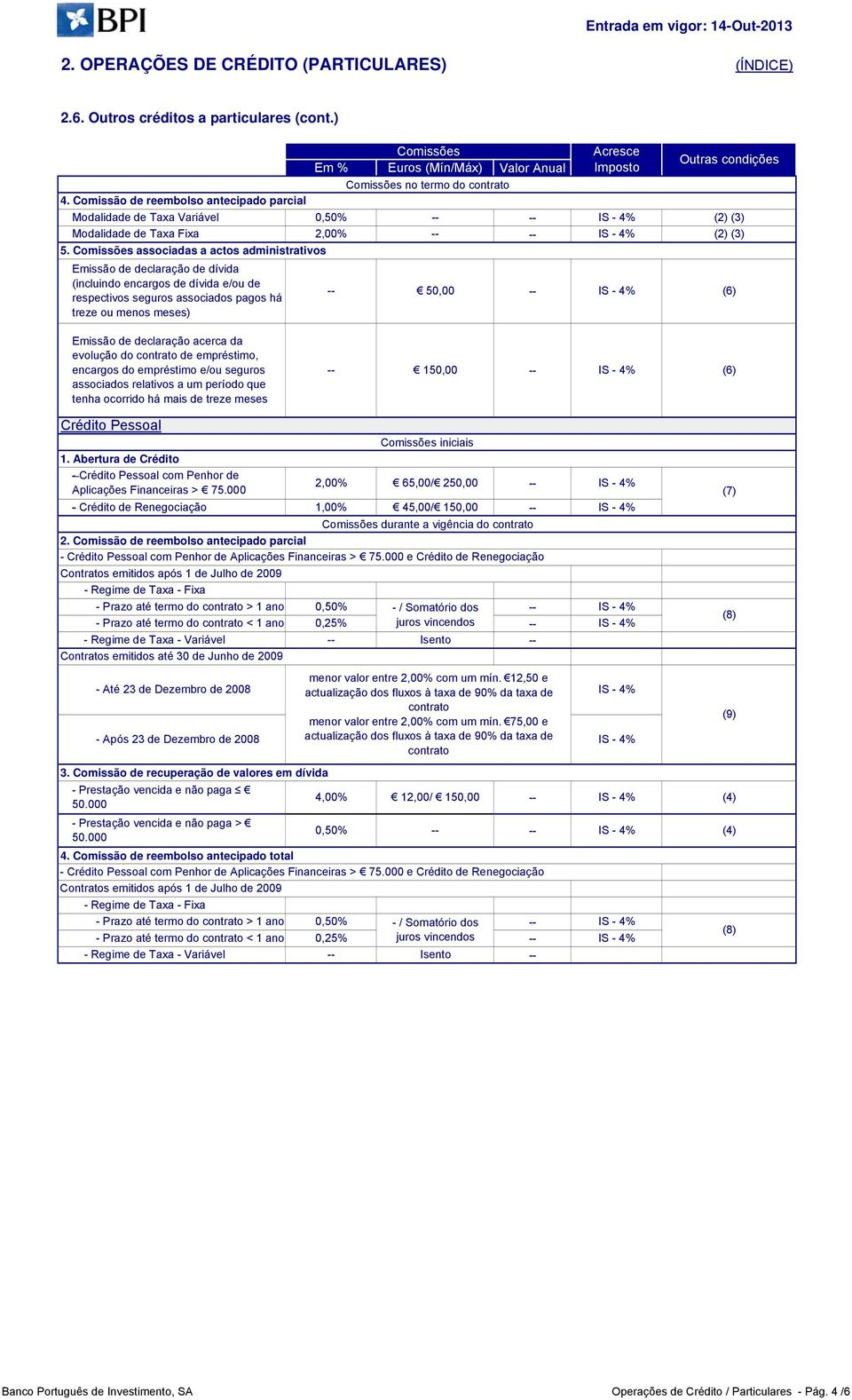 associadas a actos administrativos Emissão de declaração de dívida (incluindo encargos de dívida e/ou de respectivos seguros associados pagos há 50,00 (6) treze ou menos meses) Emissão de declaração