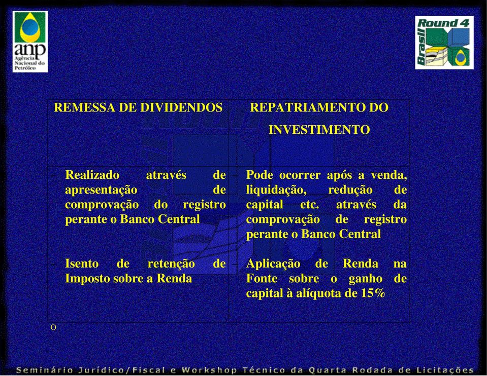 Pode ocorrer após a venda, liquidação, redução de capital etc.