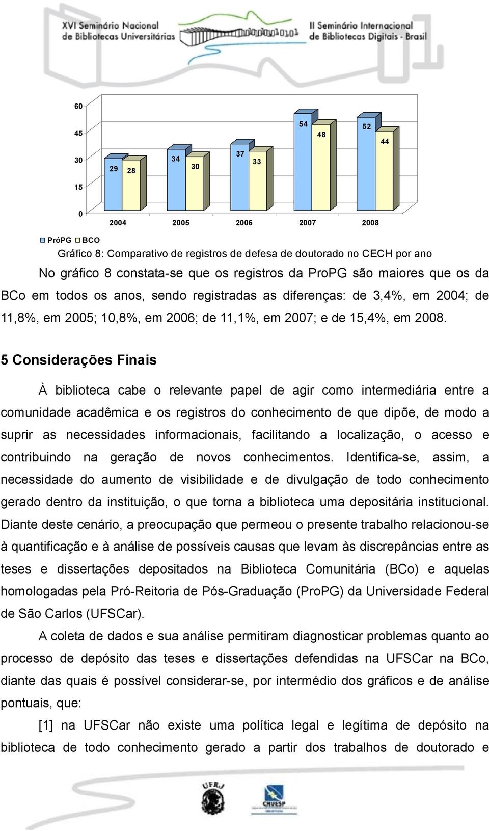 5 Considerações Finais À biblioteca cabe o relevante papel de agir como intermediária entre a comunidade acadêmica e os registros do conhecimento de que dipõe, de modo a suprir as necessidades