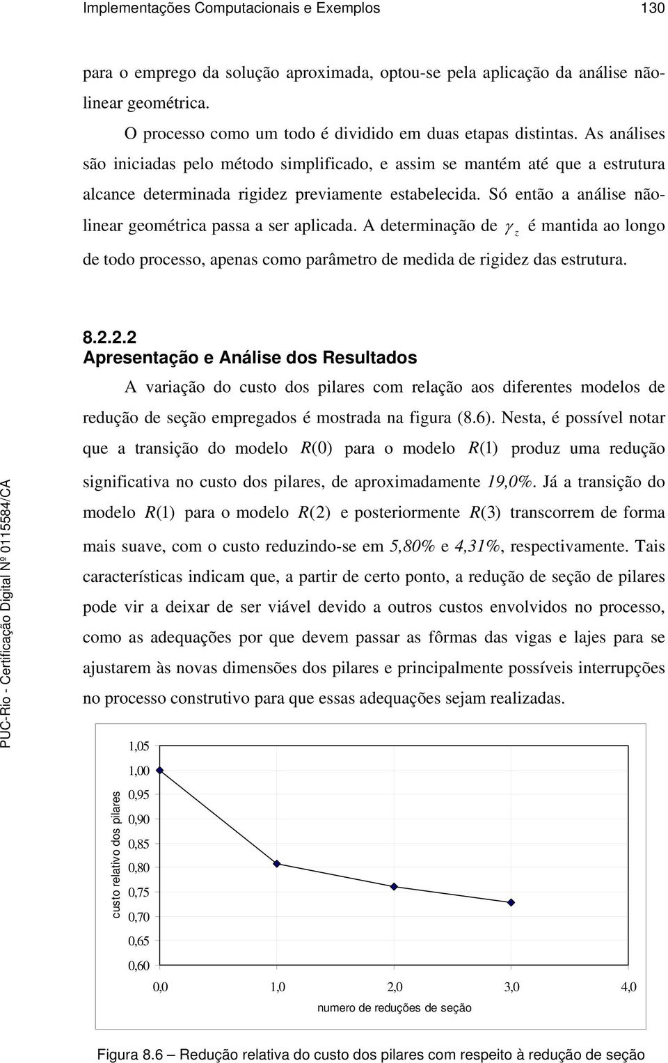 Só então a análise nãolinear geométrica passa a ser aplicada. A determinação de γ é mantida ao longo de todo processo, apenas como parâmetro de medida de rigide das estrutura. 8.2.