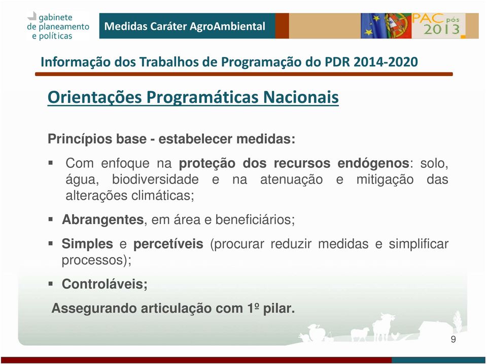 biodiversidade e na atenuação e mitigação das alterações climáticas; Abrangentes, em área e beneficiários;