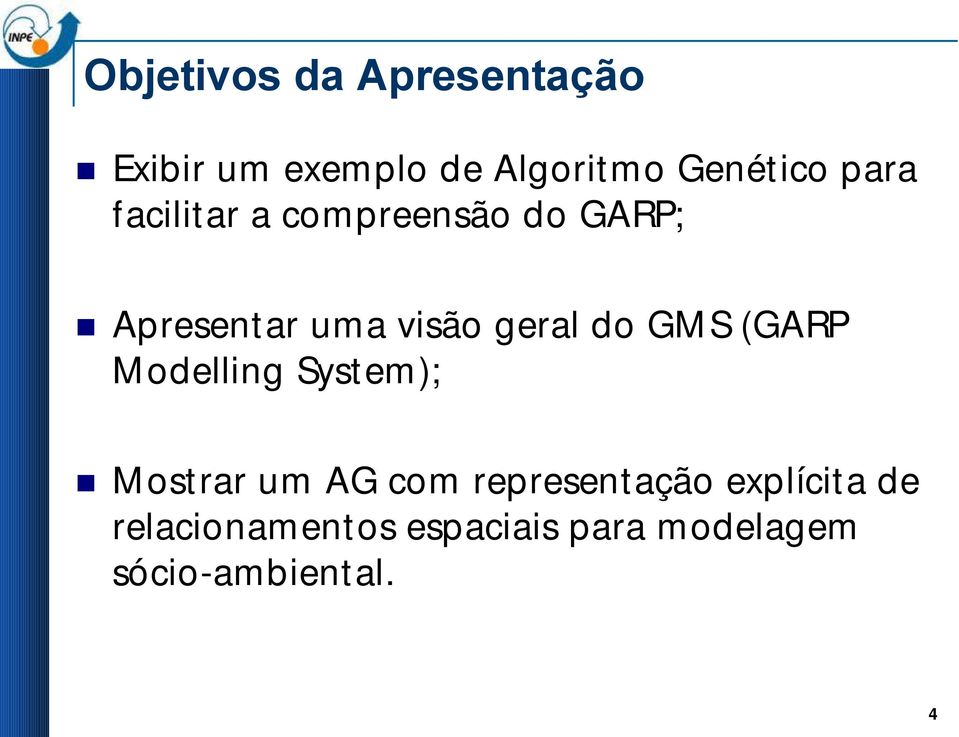 do GMS (GARP Modelling System); Mostrar um AG com representação