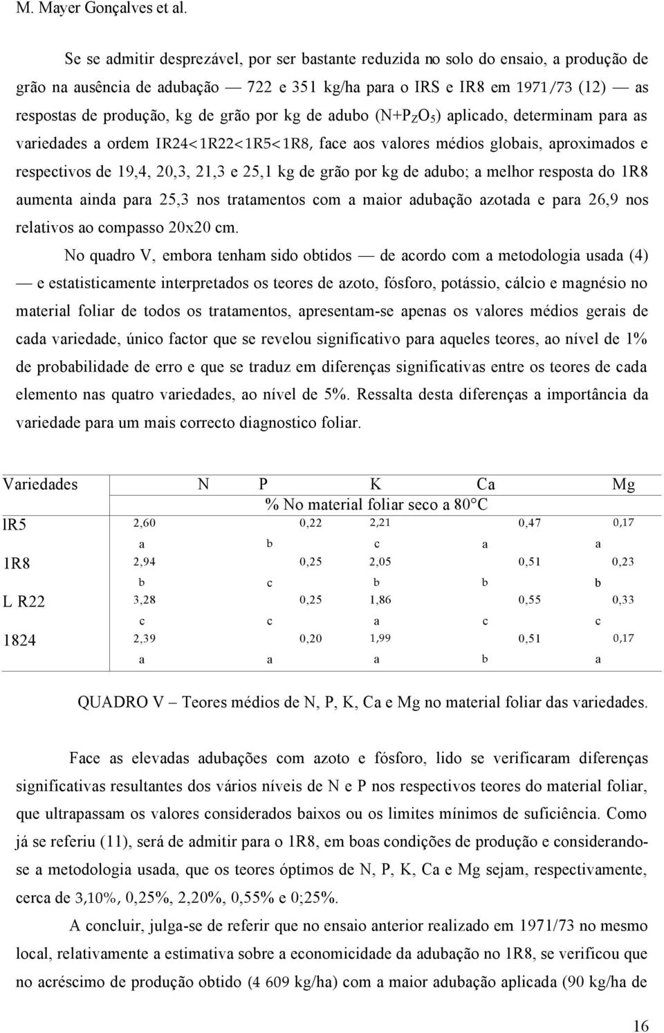 (N+P Z O 5 ) plido, determinm pr s vrieddes ordem IR24<1R22<1R5<1R8, fe os vlores médios globis, proximdos e respetivos de 19,4, 20,3, 21,3 e 25,1 kg de grão por kg de dubo; melhor respost do 1R8