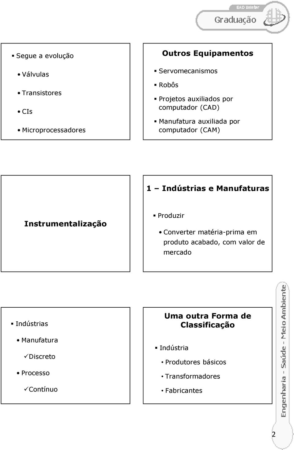 Instrumentalização Produzir Converter matéria-prima em produto acabado, com valor de mercado Indústrias