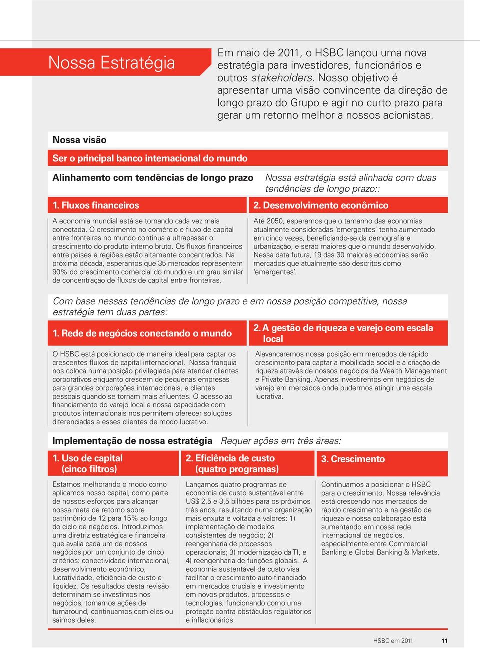 Nossa visão Ser o principal banco internacional do mundo Alinhamento com tendências de longo prazo Implementação de nossa estratégia Requer ações em três áreas: 1.