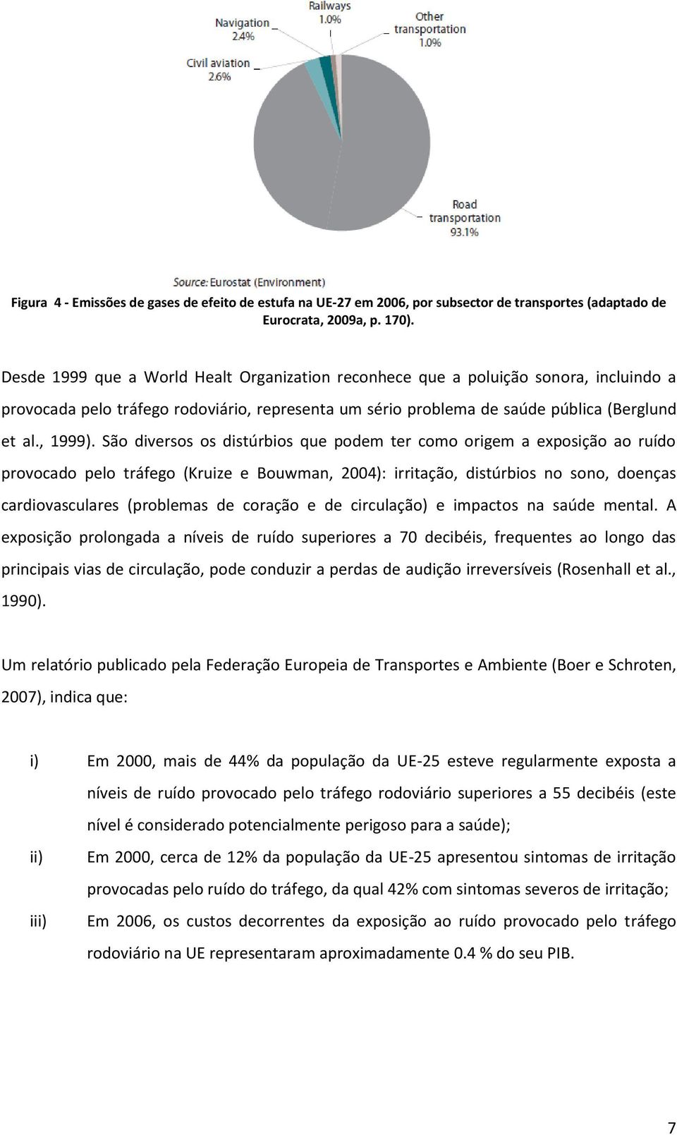 São diversos os distúrbios que podem ter como origem a exposição ao ruído provocado pelo tráfego (Kruize e Bouwman, 2004): irritação, distúrbios no sono, doenças cardiovasculares (problemas de