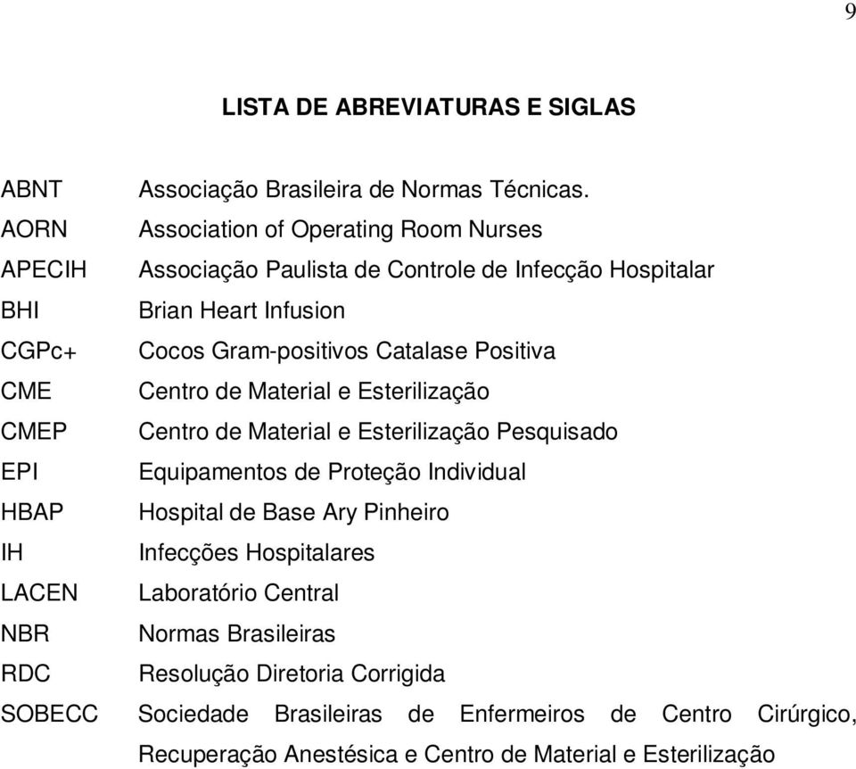 Material e Esterilização Centro de Material e Esterilização Pesquisado Equipamentos de Proteção Individual Hospital de Base Ary Pinheiro Infecções Hospitalares