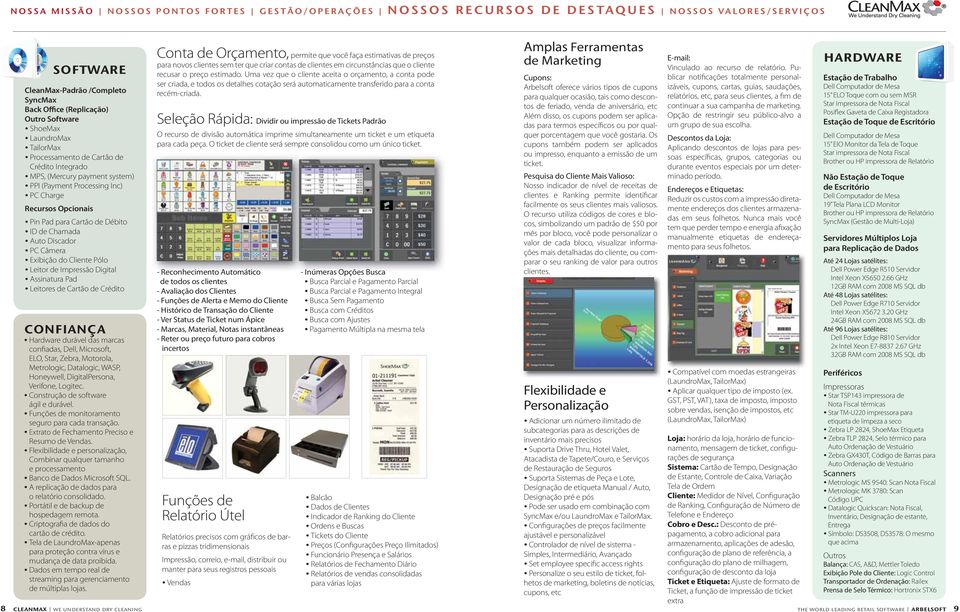 de Crédito confiança Hardware durável das marcas confiadas, Dell, Microsoft, ELO, Star, Zebra, Motorola, Metrologic, Datalogic, WASP, Honeywell, DigitalPersona, Verifone, Logitec.