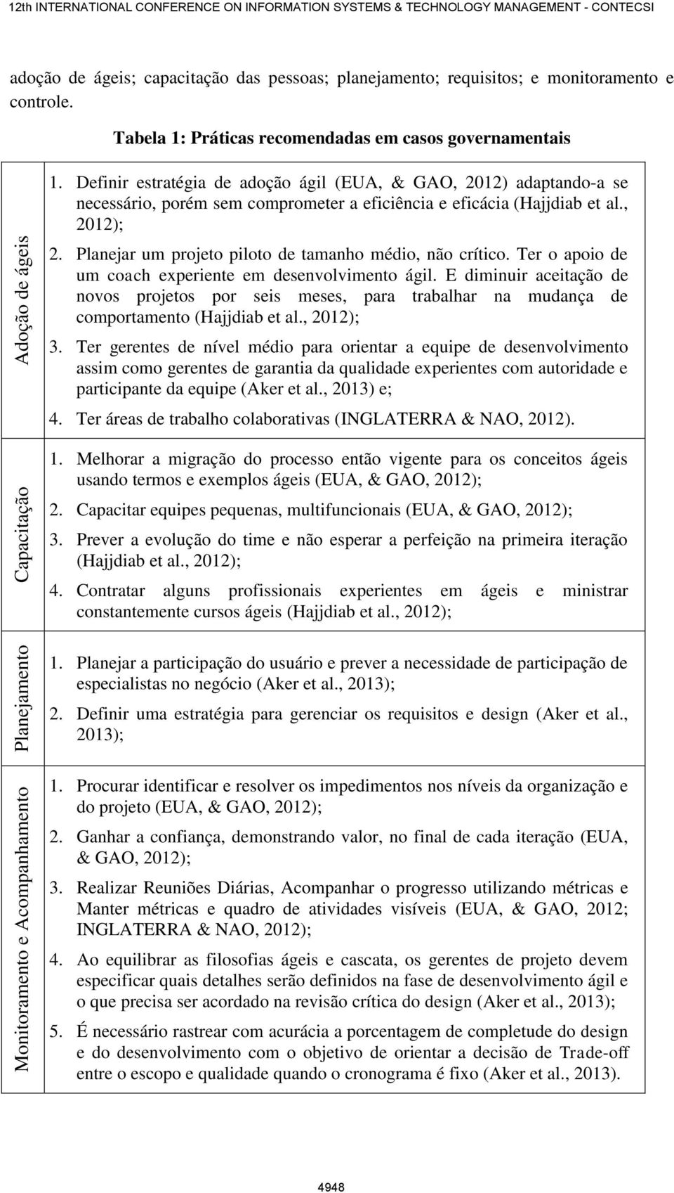 Definir estratégia de adoção ágil (EUA, & GAO, 2012) adaptando-a se necessário, porém sem comprometer a eficiência e eficácia (Hajjdiab et al., 2012); 2.